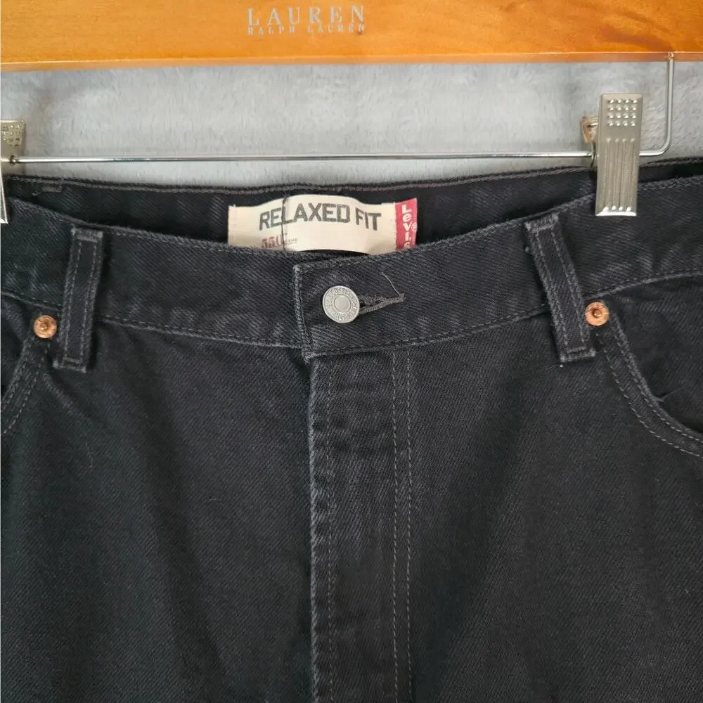 Vintage Levis 550 Jeans Mens Hemmed‎ 40x24 Black Relaxed Fit DIY Cutoff Shorts